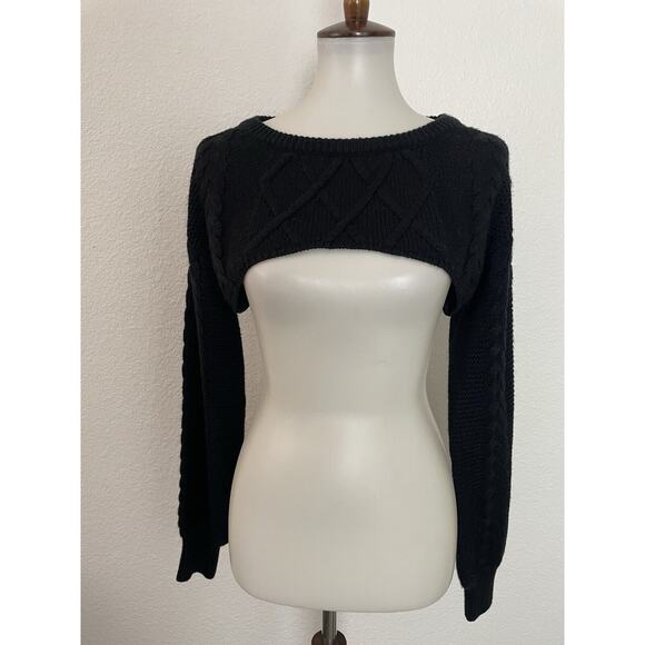 Hera Collection Sweater Super Crop Pullover Distressed Cable Knit - Picture 1 of 9